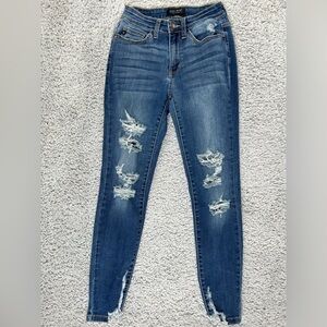 Judy Blue Jeans Womens 1 Skinny Fit Style # JB82139MD Holes Distressed Regular